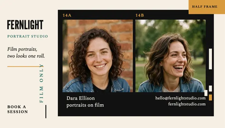 Fernlight film portrait business card template