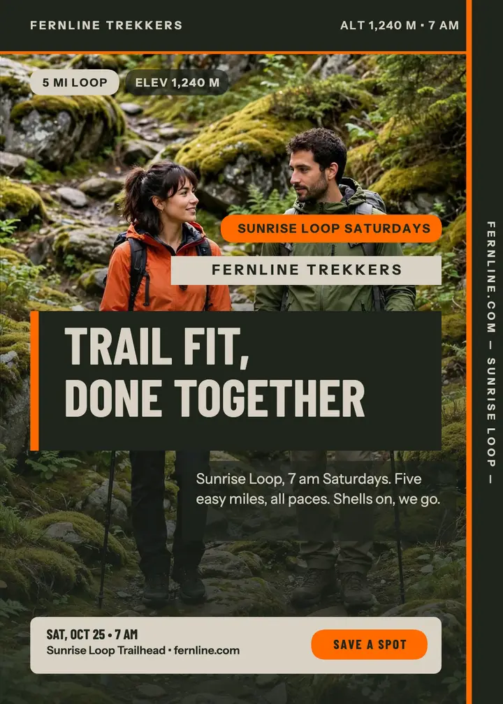 Fernline Trekkers trail fitness invite template