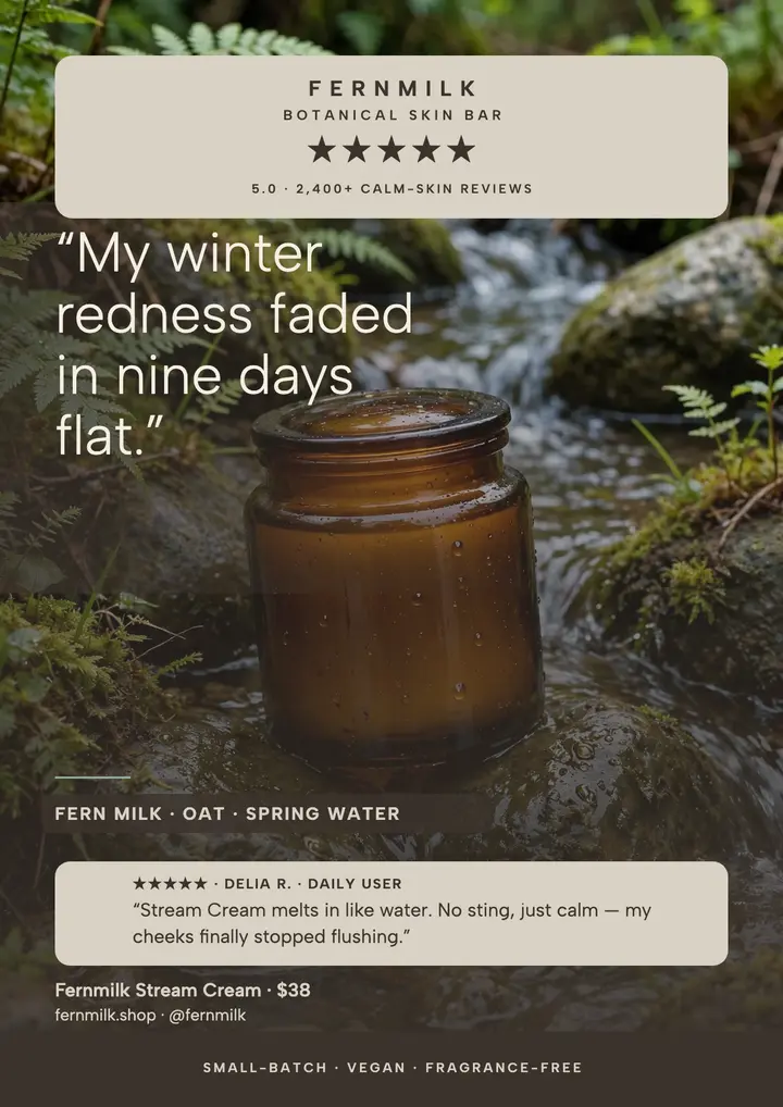 Fernmilk stream cream review flyer template