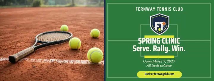 Fernway Tennis spring clinic cover: tennis clinic cover template