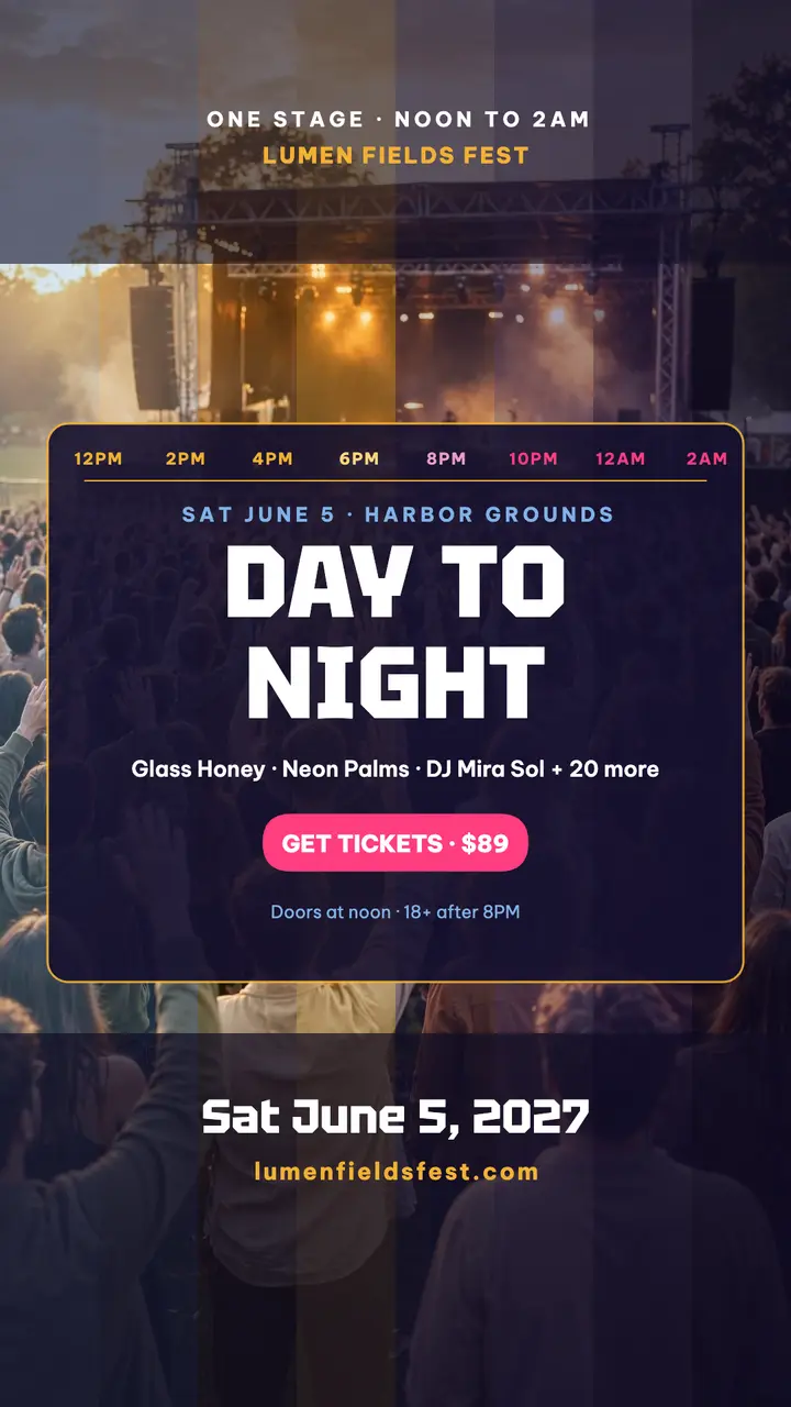 Lumen Fields Fest day to night story template