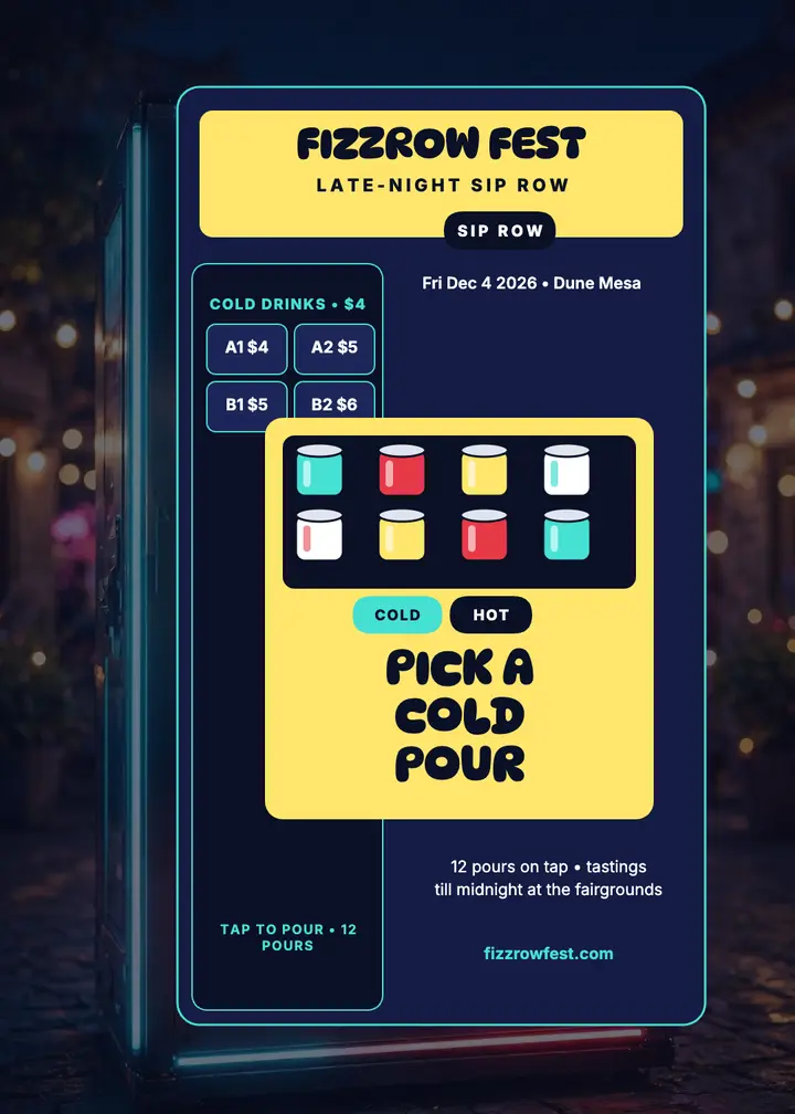 Fizzrow Fest drink row invitation: festival drink invitation template