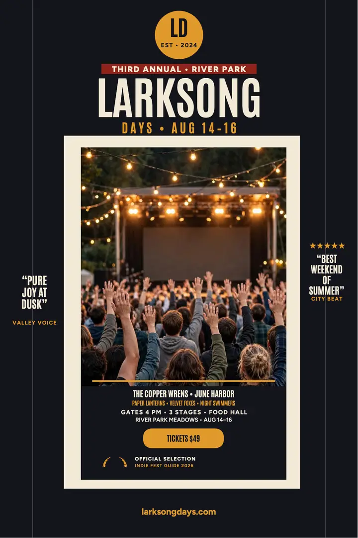 Larksong Days indie festival poster template