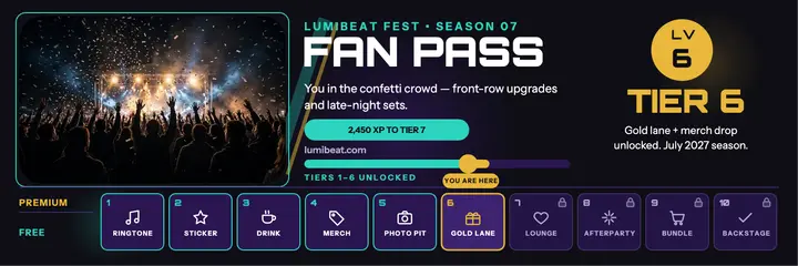 Lumibeat Fest fan pass header: festival fan pass header template
