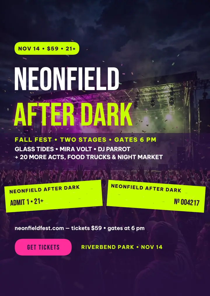 Neonfield fall festival flyer with wristband template