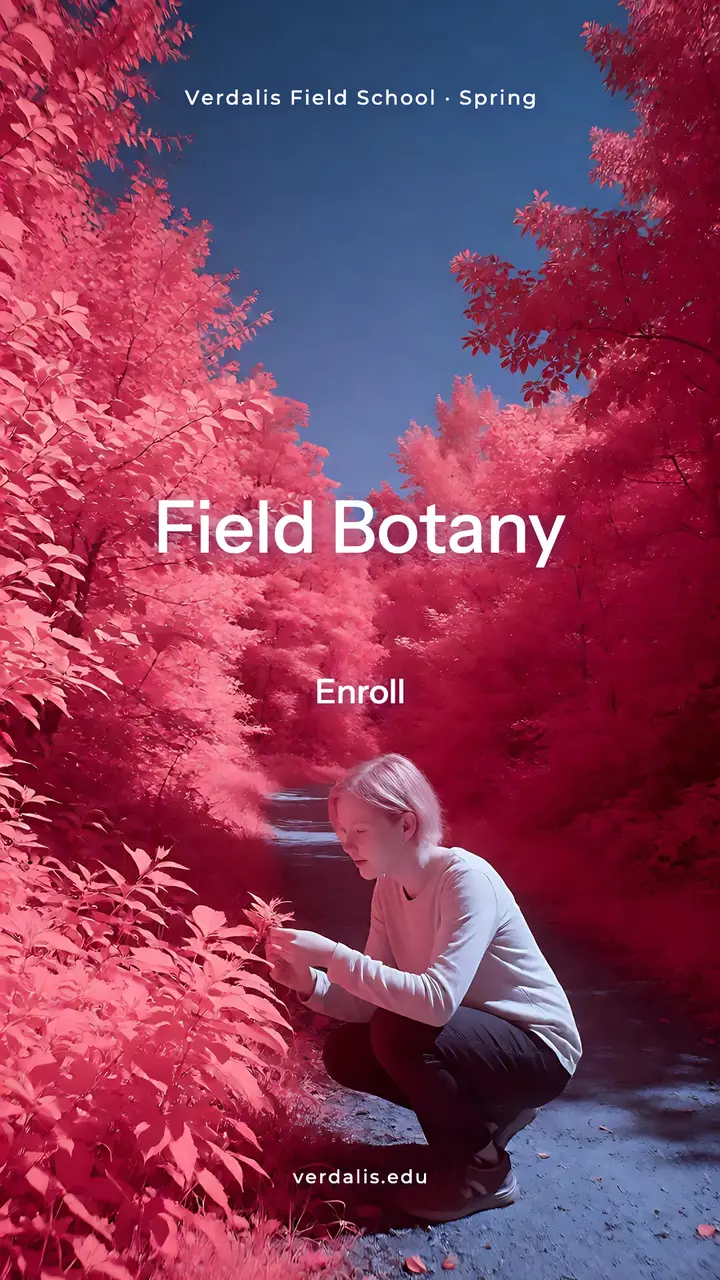 Field botany course enrollment story, infrared bloom: course enrollment story template