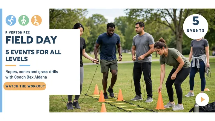 Field day park bootcamp thumbnail with Coach Bex Aldana template