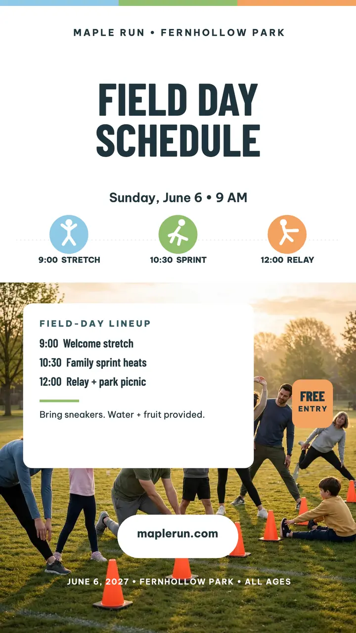 Maple Run Field Day schedule story: field day schedule story template