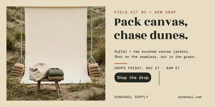 Dunehaul field kit launch backdrop post: field kit launch post template