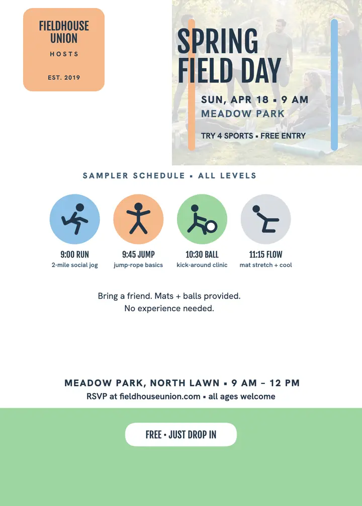 Fieldhouse Union spring field day invitation: field day invitation template