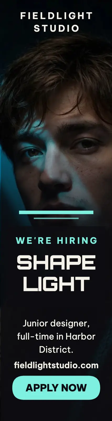 Fieldlight Studio junior designer hiring ad template