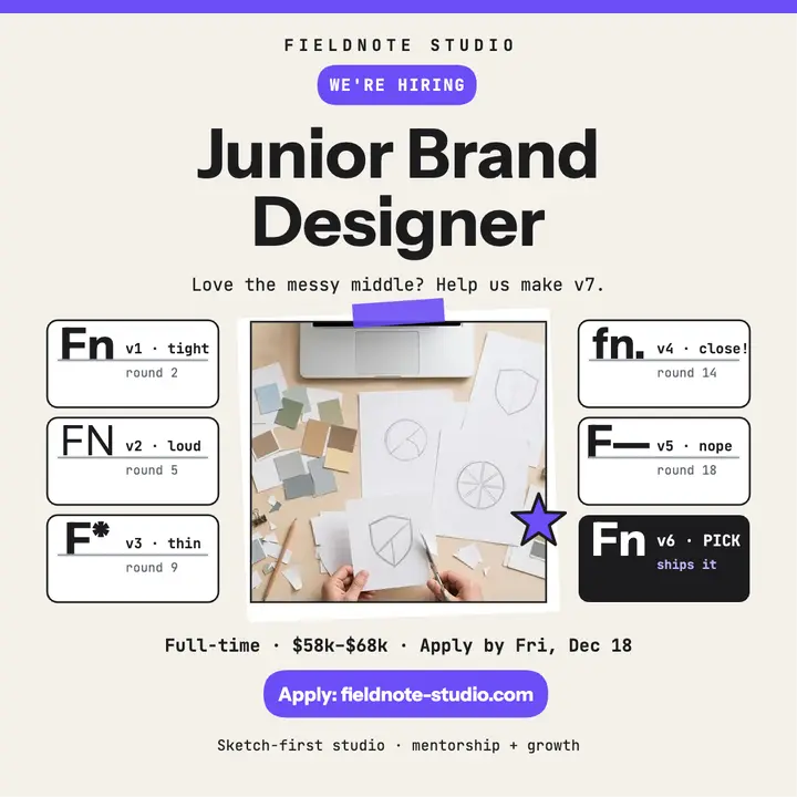 Fieldnote Studio junior designer hiring grid template