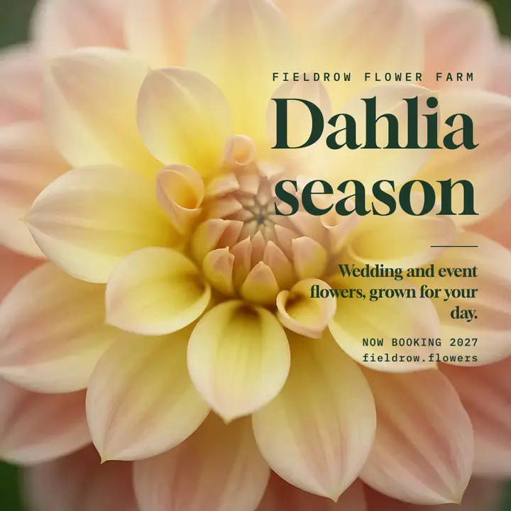 Fieldrow dahlia season wedding flowers post, macro bloom template