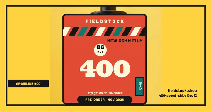 Fieldstock Grainline 400 film launch post template