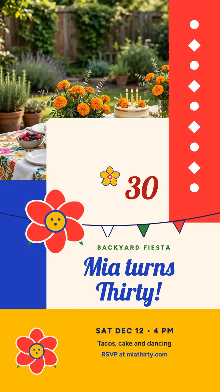 Mia's backyard fiesta thirtieth story template