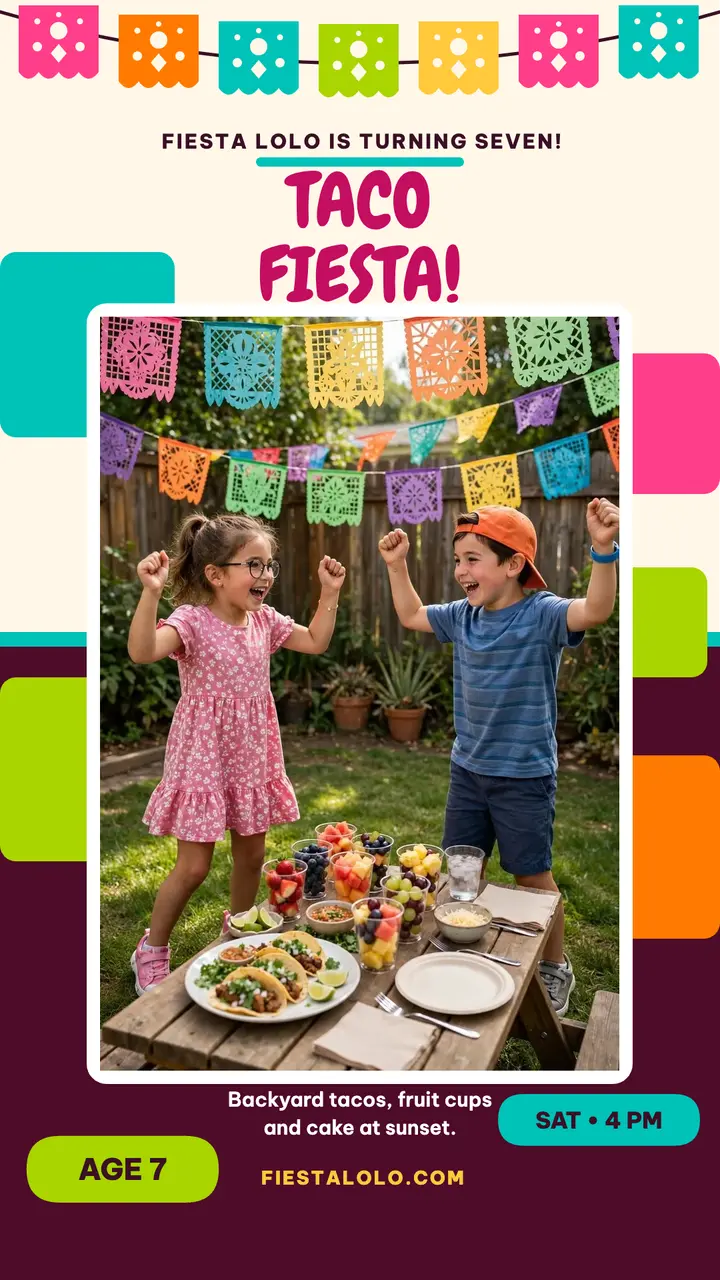 Fiesta Lolo taco birthday story template