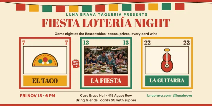 Luna Brava fiesta loteria night post template