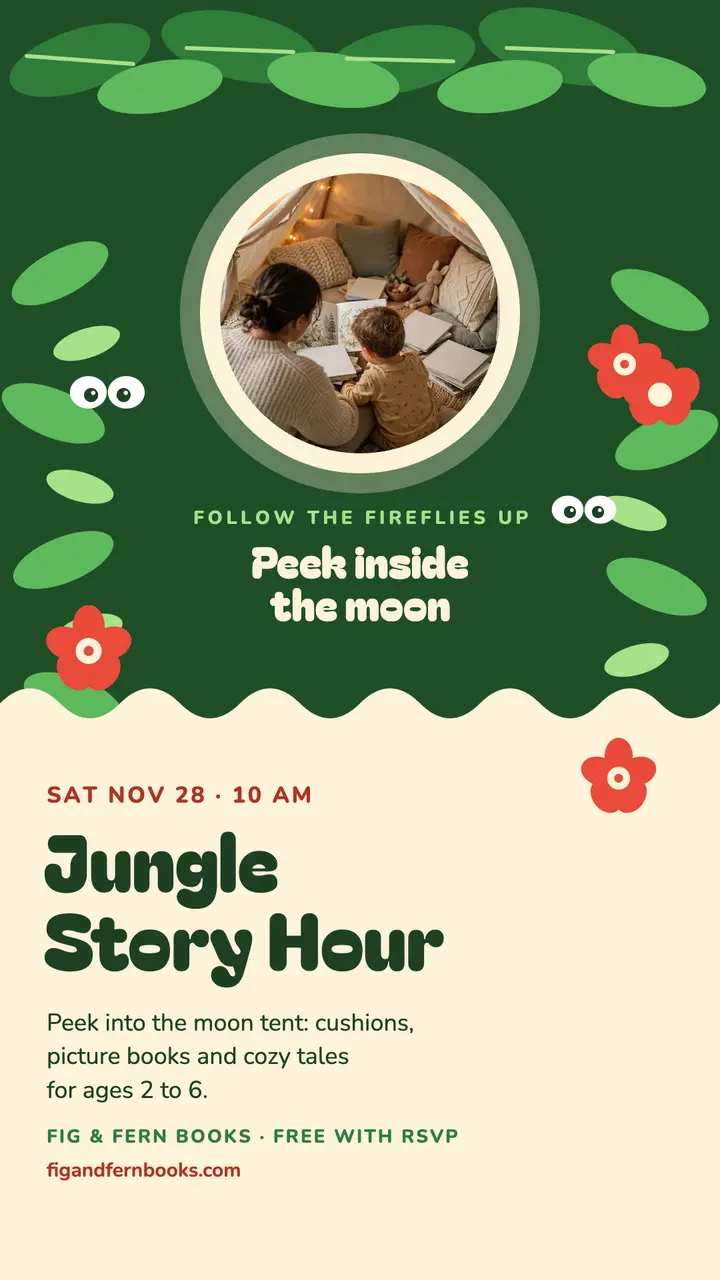 Fig and Fern jungle story hour: kids storytime story template