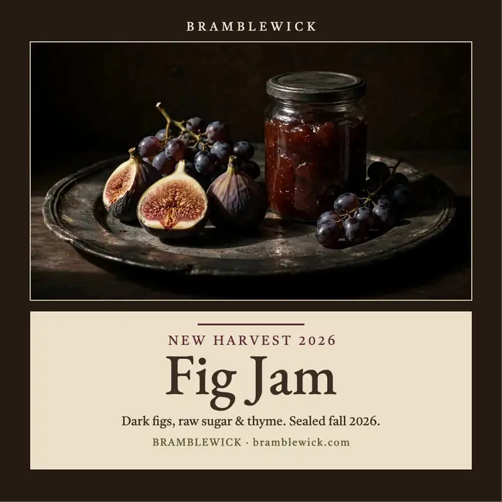 Bramblewick fig jam still life post template