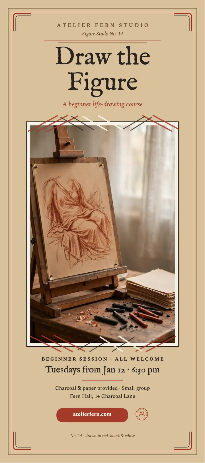 Atelier Fern beginner figure study rack card template