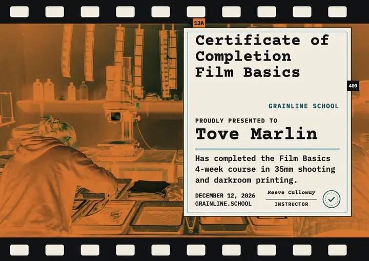 Grainline film basics completion certificate template