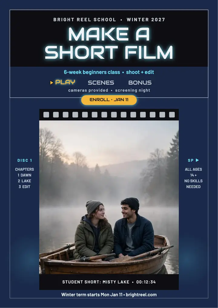 Bright Reel film class DVD menu flyer template