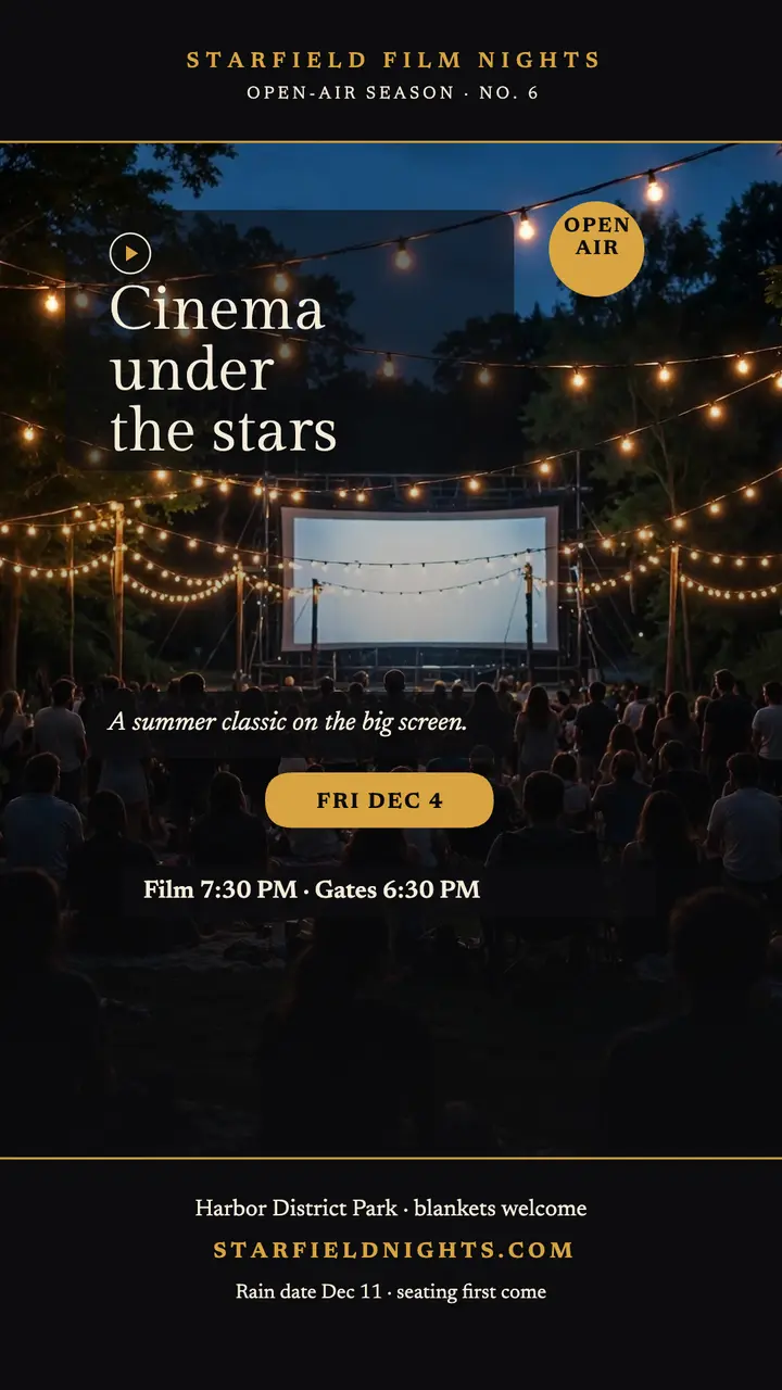 Starfield Film Nights outdoor screening story template