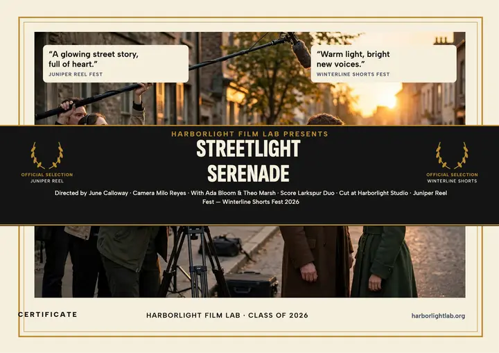 Harborlight street film certificate: film program certificate template