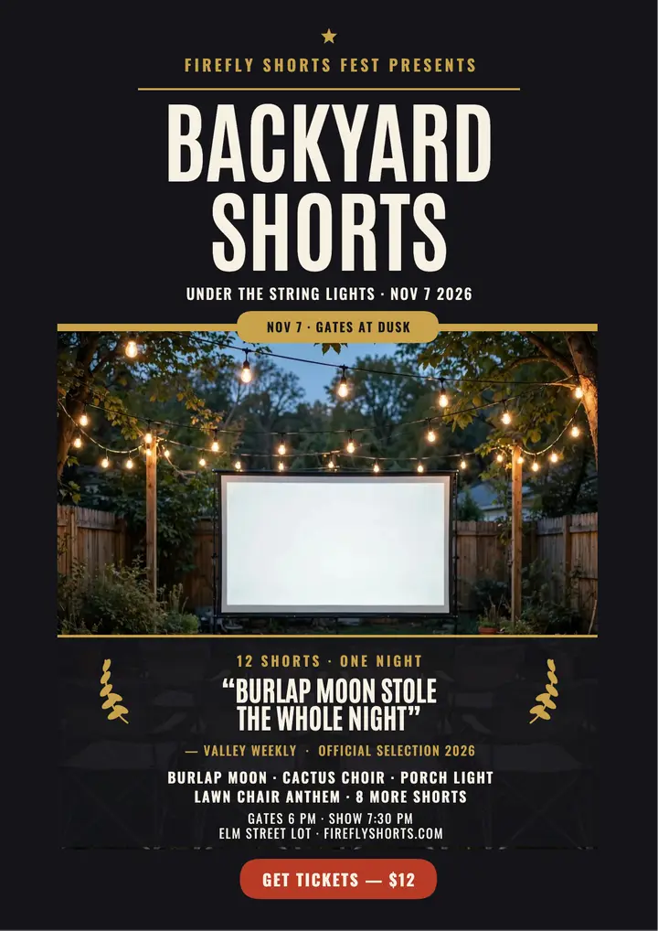 Firefly Shorts backyard festival flyer template