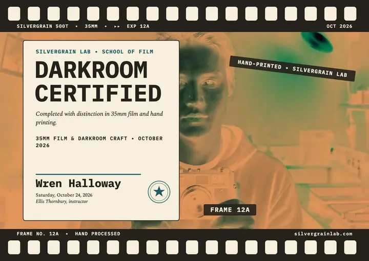 Silvergrain darkroom certificate template