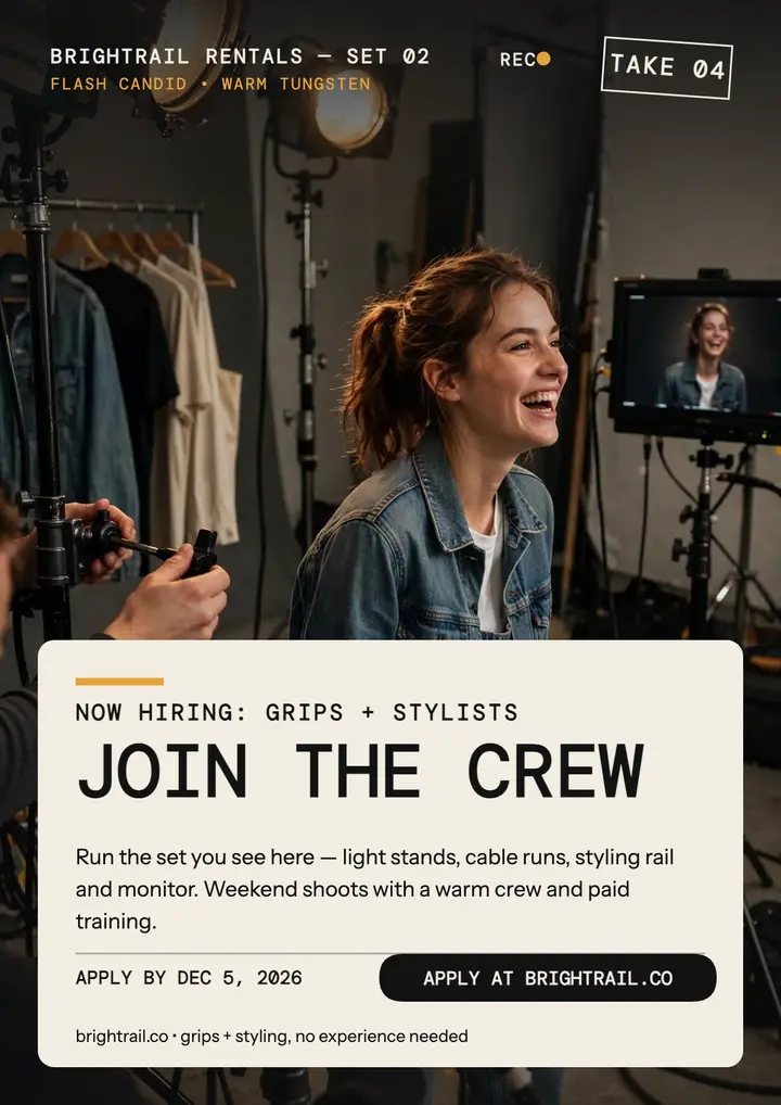Brightrail film set crew hiring flyer template