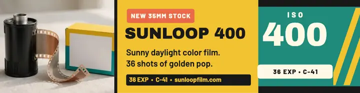 Sunloop 400 film stock launch billboard template