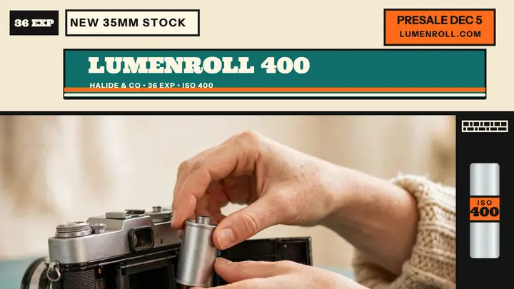 Lumenroll 400 film stock launch thumbnail template