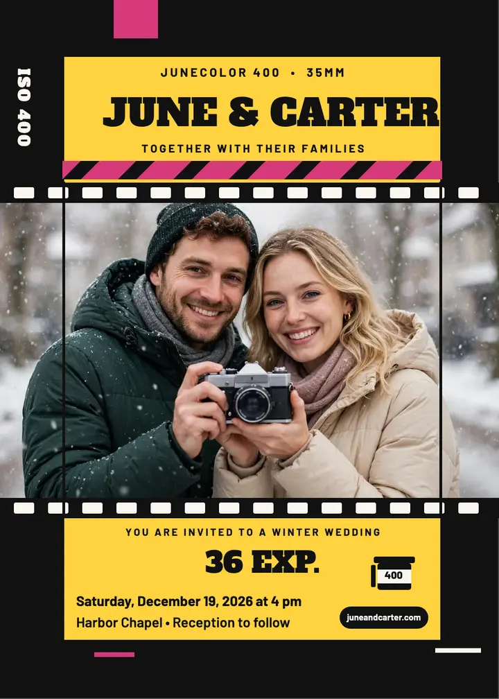 June and Carter film winter invitation template