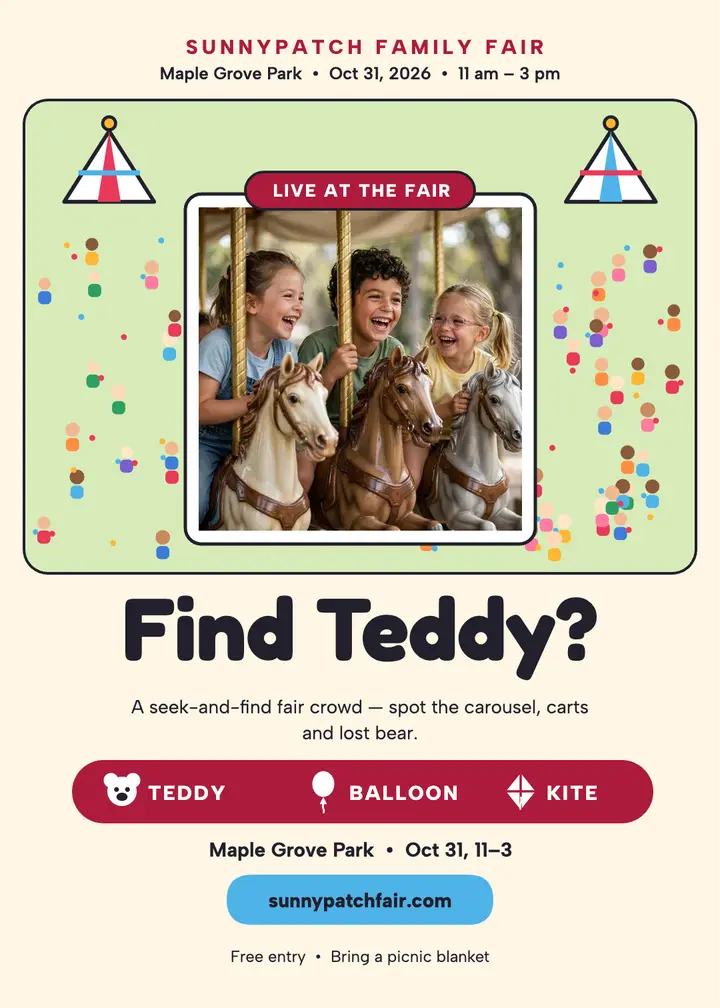Sunnypatch fair find the teddy invite: family fair invite template