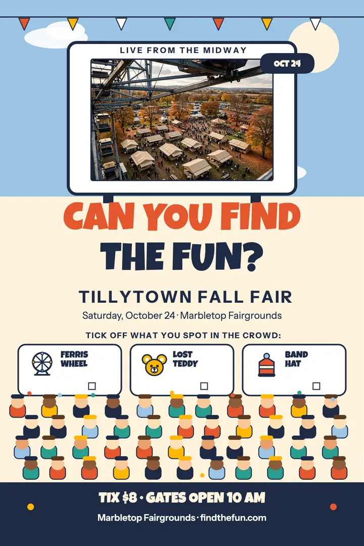Tillytown Fall Fair find the fun poster template
