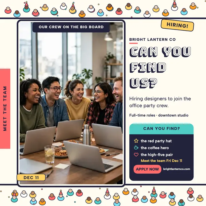 Bright Lantern Co find the team hiring post template