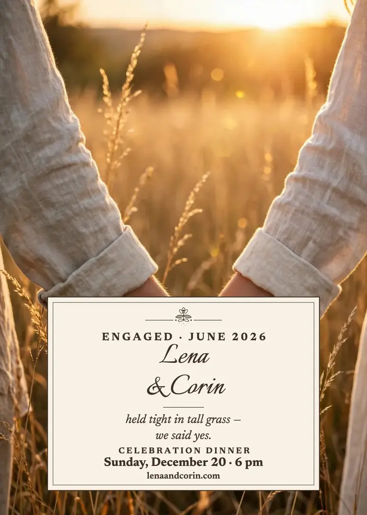 Lena and Corin fine-line engagement invitation template