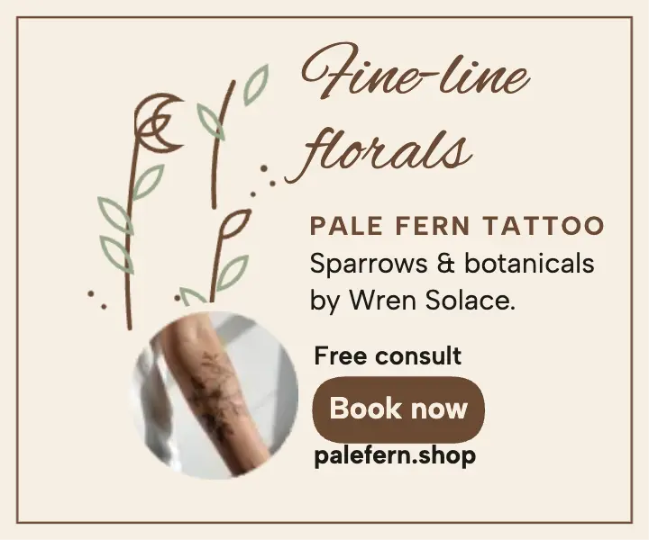 Fine-line floral tattoo promo ad template
