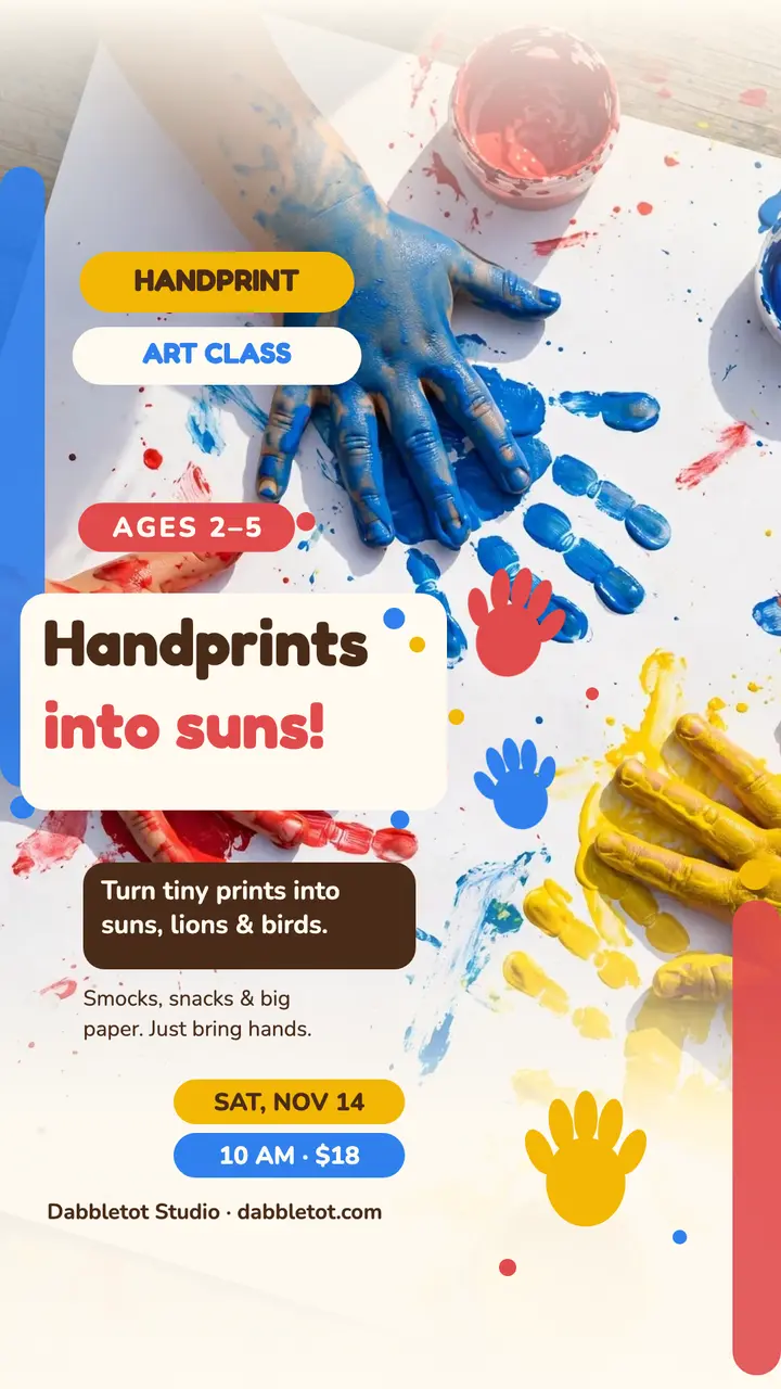 Dabbletot handprint art class story template