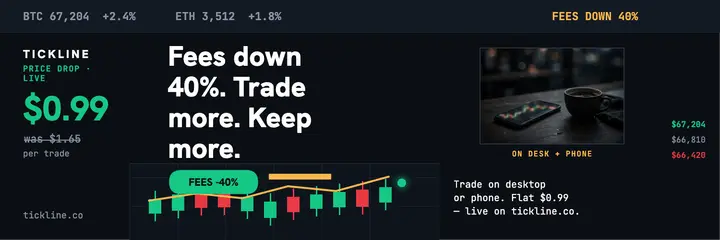 Tickline fees down price drop header template