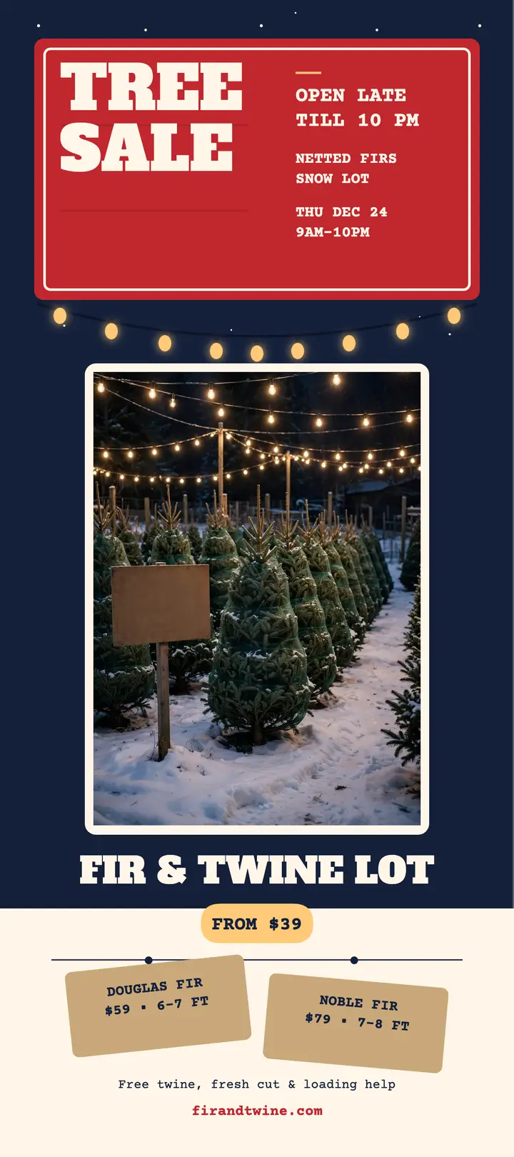 Fir and Twine night sale rack card template