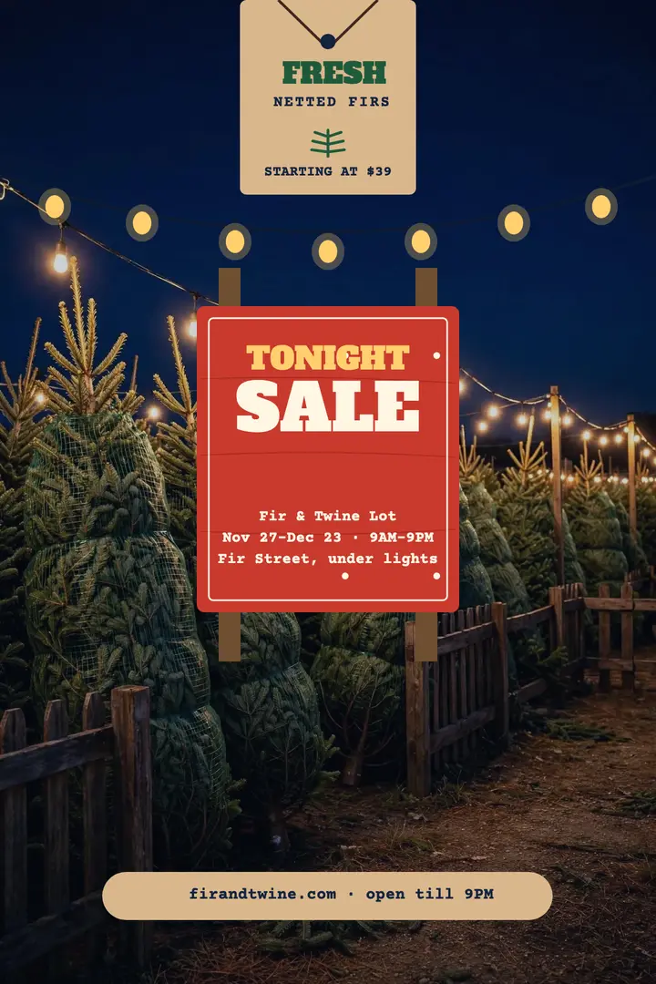 Fir and Twine night sale poster template