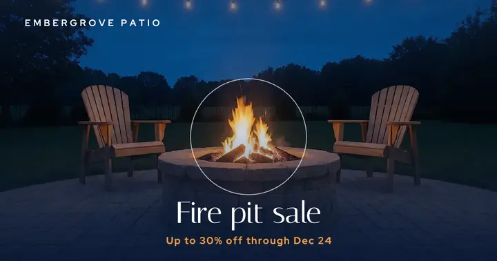 Embergrove Patio fire pit sale Facebook post, blue hour: fire pit sale post template
