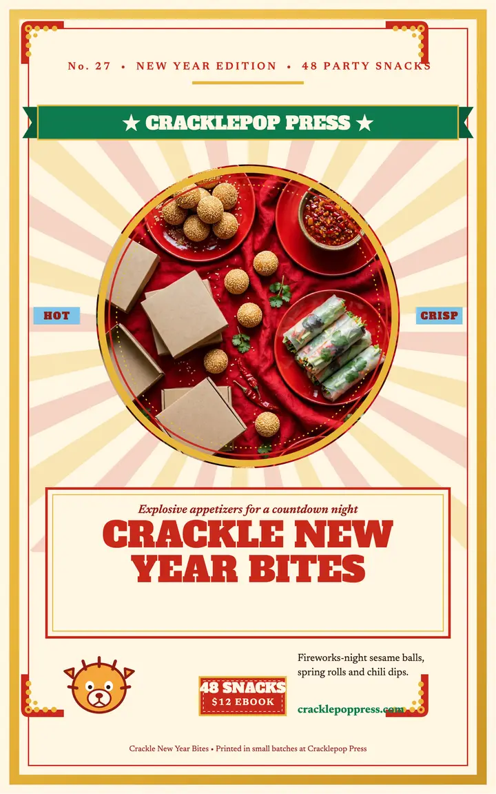 Crackle New Year Bites ebook, firecracker label template