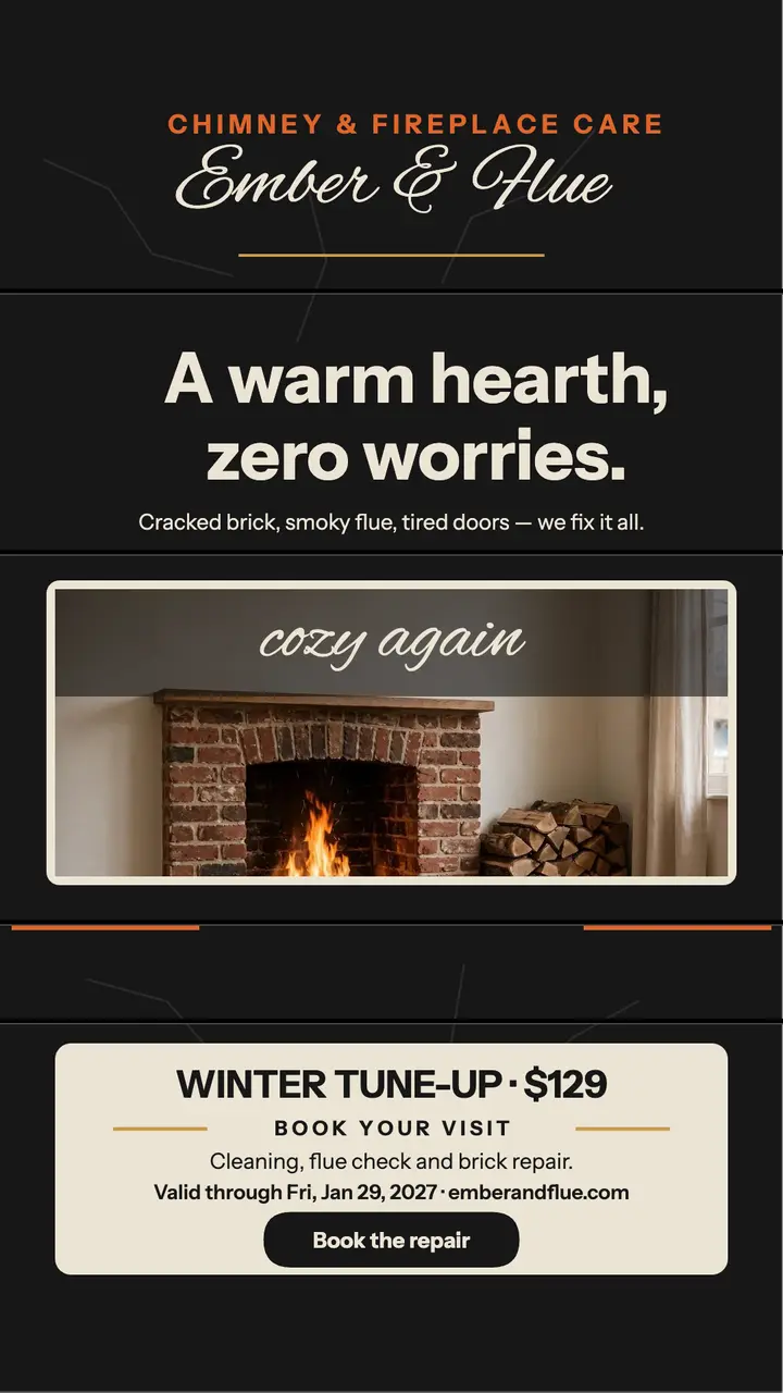 Ember and Flue fireplace repair story template