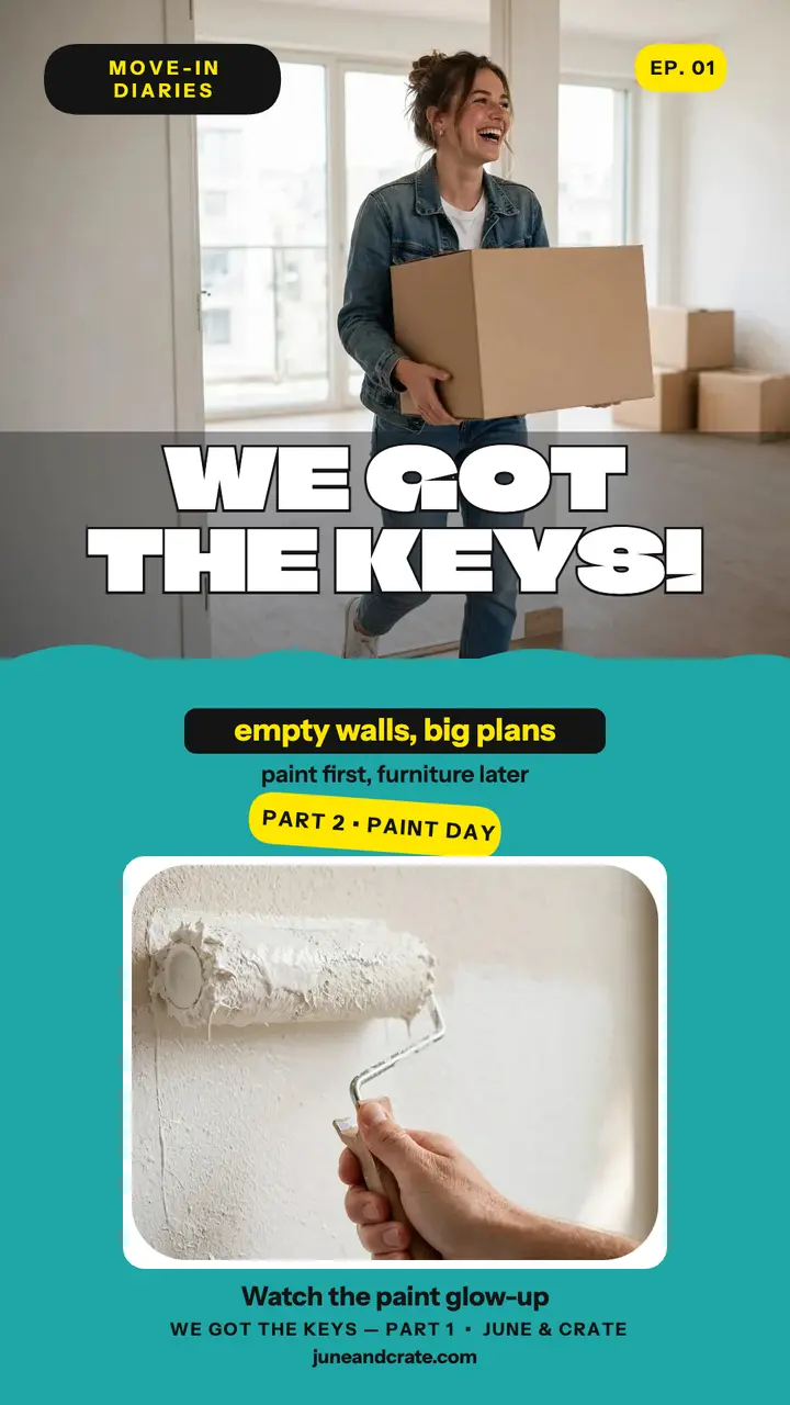 June and Crate first apartment move story template