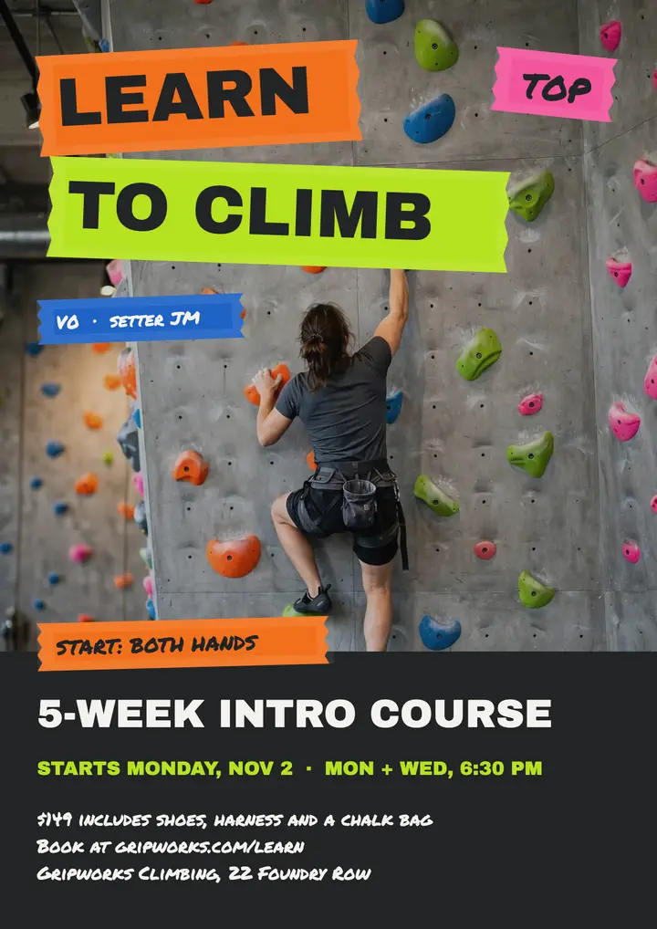 Gripworks intro to climbing flyer template