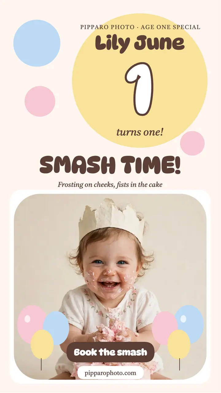 Pipparo first birthday smash story template