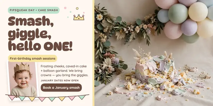 Pipsqueak Day cake smash post template